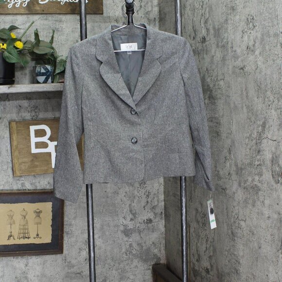 NEW Le Suit Womens Two-Button Blazer Suit Jacket 50040892 Gray Heather 8P - Picture 1 of 5